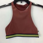 Aerie  Racerback High Neck Swim Crop Top Brown Photo 0