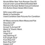 Nicole Miller New York Romper Size XS Casual Linen Lyocell Blend Braided Belt Photo 1