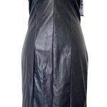NEW SOFIA JEANS Black Faux Leather Midi Dress XS Criss Cross Neckline Halter Photo 0