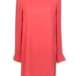 BCBGMAXAZRIA “Ashton” faux wrap chiffon midi dress in “coral reef”. XS/Tall. EUC Photo 0
