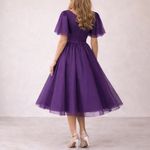 NWT JessaKae Nora Purple Midi Dress Sz XXL Sweetheart Flutter Sleeve Fit & Flare Photo 2