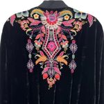 Johnny Was  Velvet Zip Jacket Silk Embroidered Floral Black Medium Women’s Design Photo 5