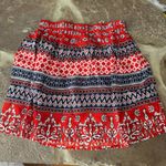 Raga Anthropologie Red Blue Patterned Boho elastic waist Skirt skater mini Photo 2