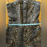 Betsey Johnson L -  Cargo Jumpsuit Denim Léopard Strapless Wide Leg  RARE Photo 8