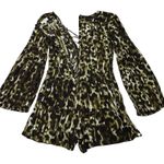 Umgee  Romper Shorts Womens Small Animal Leopard Lace‎ Up Front Boho Casual Chic Photo 7