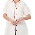 En Saison White Button Front Tunic Top Size M Photo 0