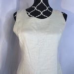 Cali Cali Beige 100% Linen Sleeveless Embroidered Hem Sheath Dress Size 6 Photo 2