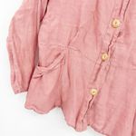 Flax  Womens Boho Beachy Lagenlook Button Front 100% Linen Shirt‎ Blouse Size S Photo 3