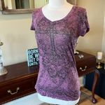 American Age Purple Rhinestone Studded Comfy Top Womens Small Photo 3
