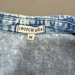 SWITCH USA Vintage Blue Acid Wash Half Button Blouse Size M Photo 4