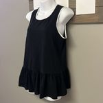 Kate Spade Black and Cream Peplum Tank Shell with Keyhole and Back Bow- Medium Photo 1