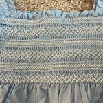 TCEC NWT  blue and white ruffle sleeve tank top Sz L Photo 4