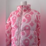 Petals and Peacocks Bubblegum Pink Collared Full Zip Puffer Jacket Size M Photo 2