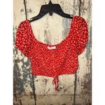 Mable Two Piece Set, crop top and shorts, red floral size Medium Photo 1