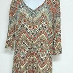 Be Bop Womens Juniors Romper Jumpsuit Size XL Southwest Boho 3/4 Sleeve Browns Photo 0