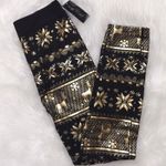 Linda Michael Black Leggings w/Gold Reindeer-NWT Photo 1