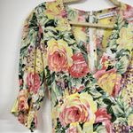 Faithfull the Brand Yellow Pink Floral Romper Womens 2 Puff Short Sleeve Ana Photo 1
