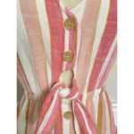 Lush Clothing Lush Pink Striped Linen Button Front Tie Cut Out Midi Dress Photo 2