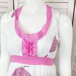 Tracy Negoshian Mosaic Elephants Cotton Halter Sundress White Pink Small Photo 4