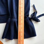 J Crew Navy Blue V Neck Bell Sleeve Tie Detail Sweater Knit Top Womens Size L Size L Photo 5