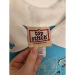 Vintage Top Stitch Morning Sun Top Womens Medium Collared Cat Butterfly Blue Photo 2
