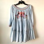 Free People  Sunbeams Embroidered Off The Shoulder Mini Dress Light‎ Blue S Photo 5
