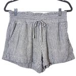 A New Day  Striped Navy and White Linen Shorts Size Medium Linen Blend Shorts Photo 0