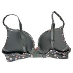 Aerie  Brooke Padded Bra Sz 34B Grey Floral Lace Trim Photo 1
