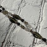 Teardrop Grey Charcoal Black Iridescent Silver Beaded Necklace and Earring Set Photo 12