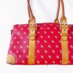 Dooney & Bourke • Domed Satchel purse bag Burning Red initials canvas wristlet Photo 2