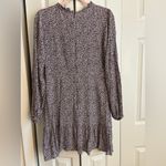 Loft Boho Plum & White Ruffle Dress | Size 8 | Tie Neck | Versatile & Chic Photo 7