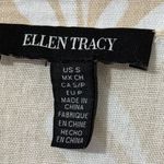 Ellen Tracy  Women's small linen blend v-neck Beige & White Leaf Print tie top Photo 2