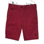 Ralph Lauren Sport Women's Shorts Bermuda Flat Front Snap Pockets Cotton Size 2 Red Photo 0