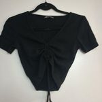 ZARA MOVING SALE  Black Crop Front Ruched T-Shirt Photo 3