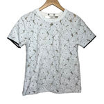 Sandro  Paris White Lace Short Sleeve Top with Black Silk Piping Sz. 1 (US S/4) Photo 0