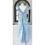 Banjanan Maya Cotton Ruffled Foliage Floral Dress, Blue Size S New w/Tag $425 Size M Photo 4