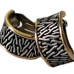 Vintage Hoop Silver Gold Clip On Statement Earrings Costume Jewelry Photo 1