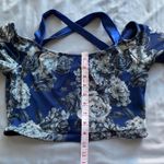 10 Th House  COMPASS ROSE BLUE FLORAL SPANDEX CROP TOP Size LA Photo 7
