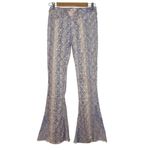 Altar'd State  Paisley Flare Pants Women's Size Medium Boho Blue Textured Stretch Photo 1