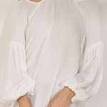 Free People  Drift Away White Cold Shoulder Balloon Sleeves Tunic Dress Medium Photo 0