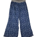 Sundance  women's small linen blue print wide leg pants white pattern casual Photo 0