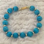 Vintage 90s Blue Satin Covered Bead Bracelet Photo 2