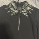 Elegant Black Dress with Embellished Collar Photo 3