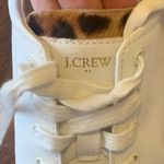 J.Crew Women's Saturday Sneaker 8 White Sneakers with Leopard Detail Photo 5