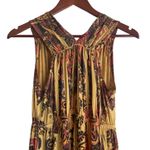 One World Women Maxi Dress S Yellow Batik Print Retro Style Boho Jersey Stretch Photo 3
