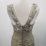 Vintage Y2k Floral Lace Tiered Formal Gown Square Neck Pleated Beige 6/8 Tan Photo 7