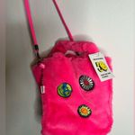 Young Adult SMILEY Small Sherpa Tote Bag Crossbody Neon Smiley Face Y2K Hot Pink Photo 4