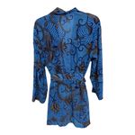 Victoria's Secret Vintage  90's Satin Sheer Kimono Belted Robe Blue Paisley Foral Photo 3