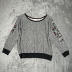 Knox Rose Shirt Women XXL Gray Multi Floral Embroidered Sweatshirt Boho Bohemian Photo 1