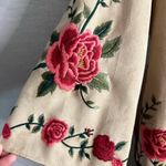 ZARA  Basic Womens Tan Embroidered Red Rose Floral Suede Kimono Coat Size XS Boho Photo 8